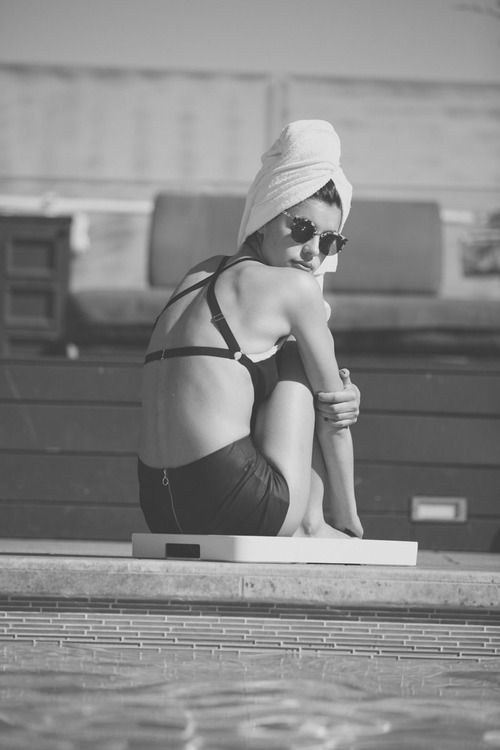 black and white girl swim